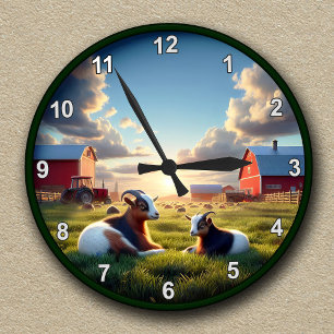 Anpassbare Hausziegen Runde Wanduhr