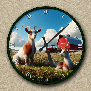 Anpassbare Hausziegen Runde Wanduhr