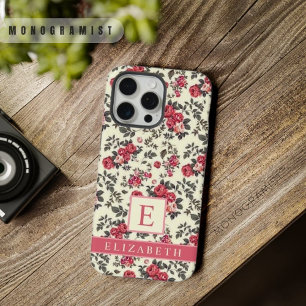 Anpassbare hellgelbe florale rote Rosenblumen iPhone 15 Pro Max Hülle