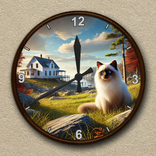 Anpassbare Himalaya-Katzen-Landschaftsszene Runde Wanduhr