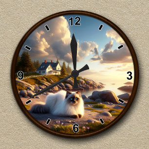Anpassbare Himalaya-Katzen-Landschaftsszene Runde Wanduhr