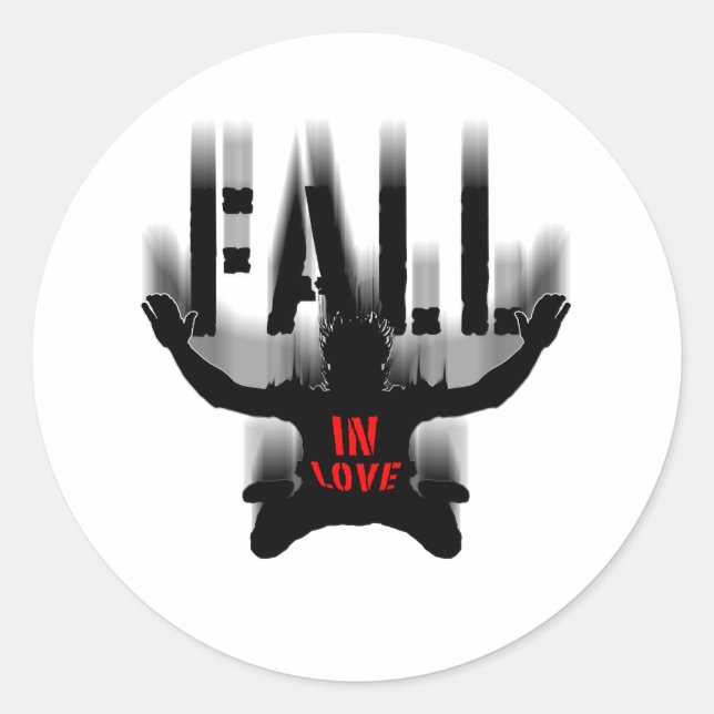 Anpassbare Hintergrundfarbe für Fall in Liebe Runder Aufkleber (Vorderseite)