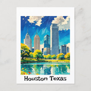 Anpassbare Houston Texas Skyline Wasserfarbe Postkarte