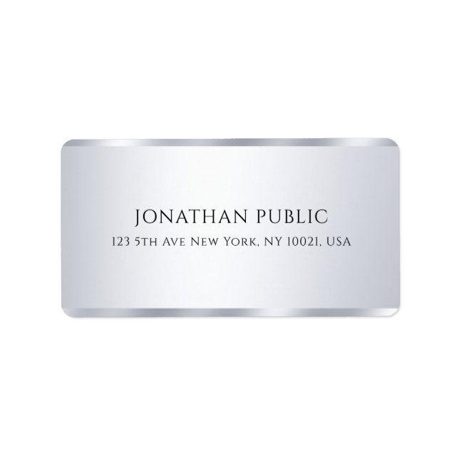 Anpassbare Imitate Silver Modern Simple Template Adressaufkleber (Vorne)