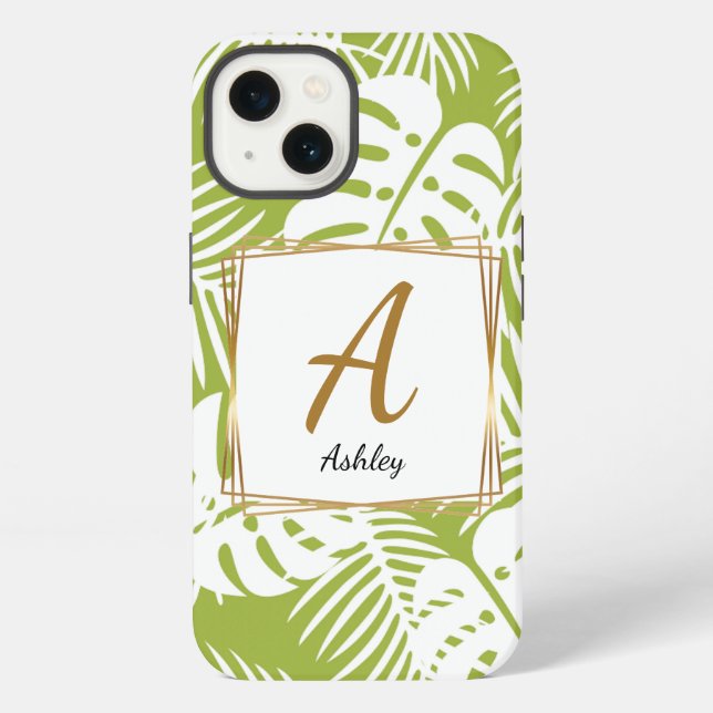 Anpassbare Initialen Grüne Handyhülle iPhone Hülle (Rückseite)