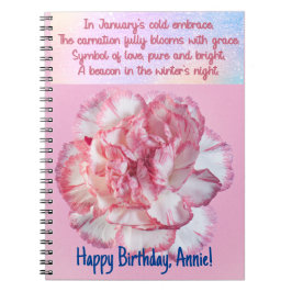 Anpassbare Januar-Birth-Blume-Notebook Notizblock