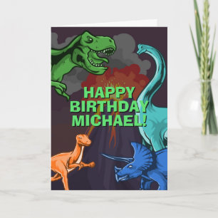 Anpassbare Jurassic Dino Kids Dinosaurier-Geburtst Karte