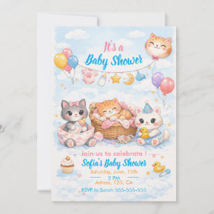 Anpassbare Katzen-Baby-Shower-Einladung Einladung