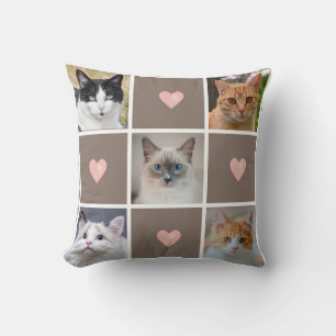 Anpassbare Katzen- und Hunde-Fotos und Herzen auf  Kissen