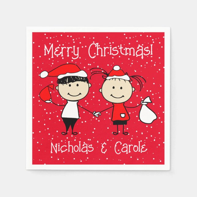 Anpassbare Kinder und Erwachsene Weihnachten Serviette (Vorderseite)