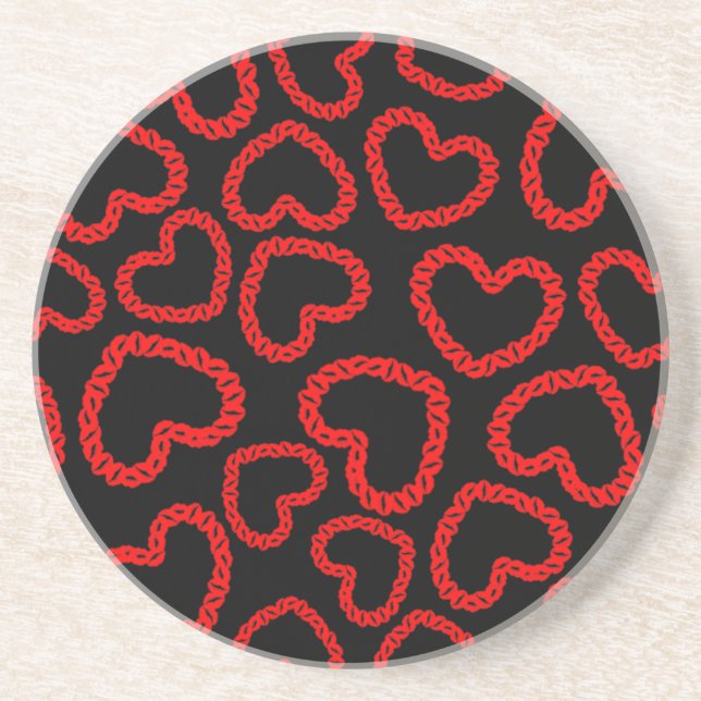 Anpassbare Kissy Lips Hearts Untersetzer (Vorne)