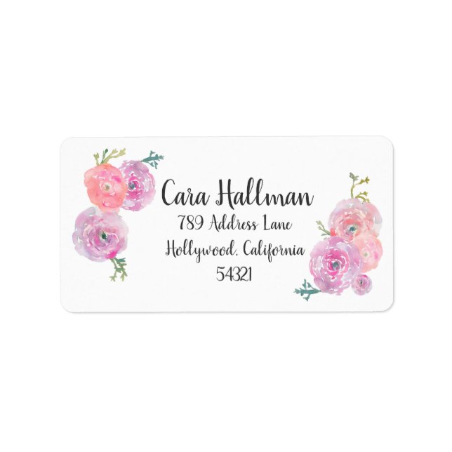 Anpassbare Labels für Floral-Adressen Adressaufkleber (Vorne)