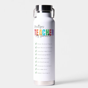Anpassbare Lehrerin Funny Checklist farbig Trinkflasche