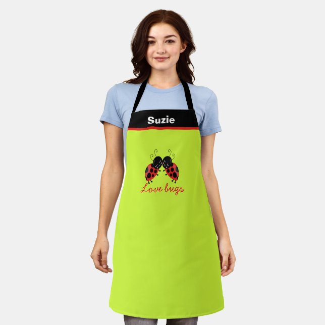 Anpassbare Liebe Bugs Koch Baker Personalisiert Schürze (Getragen)