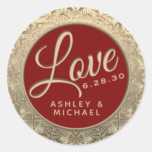 Anpassbare Liebe Hochzeitsszenario-Siegel Runder Aufkleber (Vorderseite)
