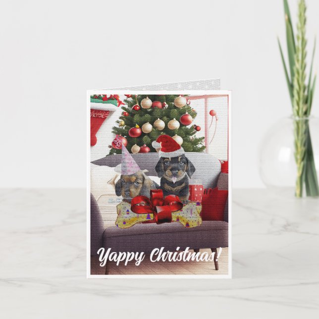 Anpassbare lustige Dackel Dog Yappy Weihnachten Karte (Vorderseite)