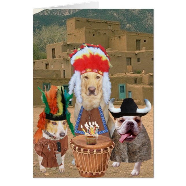 Anpassbare lustige Hunde Native American Theme (Vorne)