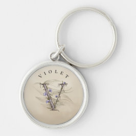 Anpassbare Minimalistische Initial 'V' Elegant Schlüsselanhänger