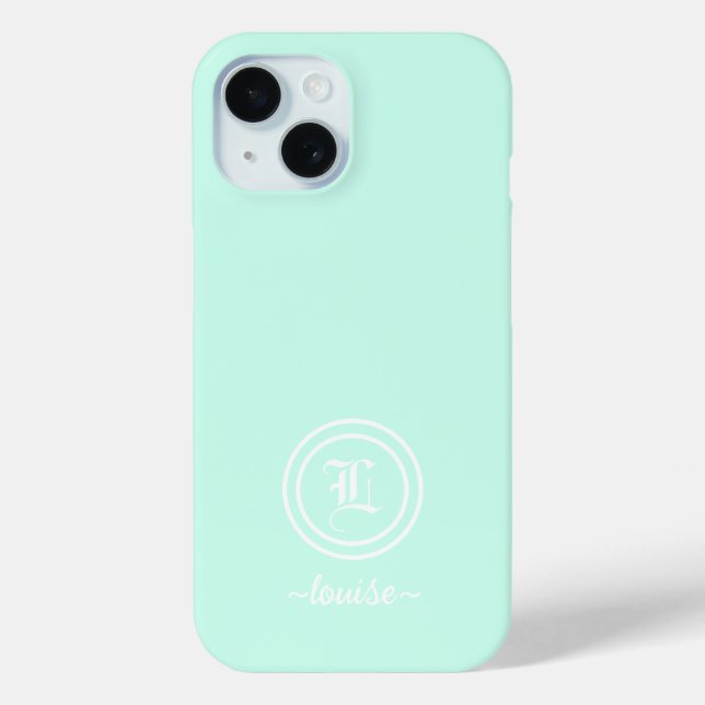 Anpassbare mintgrüne Monogramm-Handyhülle Case-Mate iPhone Hülle (Rückseite)