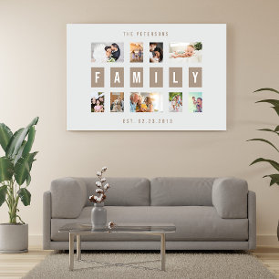 Anpassbare moderne Collage-Wand für 9 Familienfoto Leinwanddruck