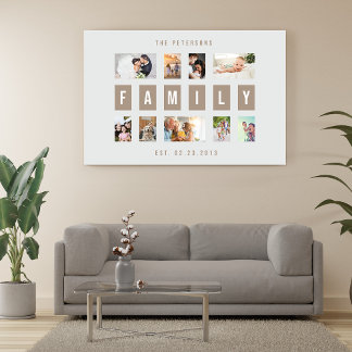 Anpassbare moderne Collage-Wand für 9 Familienfoto Leinwanddruck