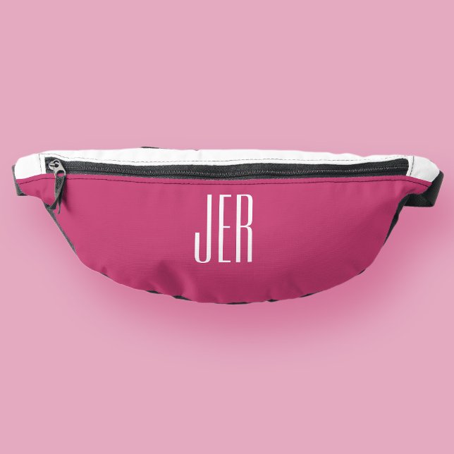 Anpassbare moderne Monogramm-Initialen Rosa Weiß Bauchtasche (Customizable Modern Monogram Initials Pink White Fanny Pack)