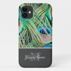 Anpassbare Monogram farbenfrohe Pfauenfedern! Case-Mate iPhone Hülle
