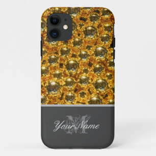 Anpassbare Monogram mit goldenen Weihnachtsbällen! Case-Mate iPhone Hülle