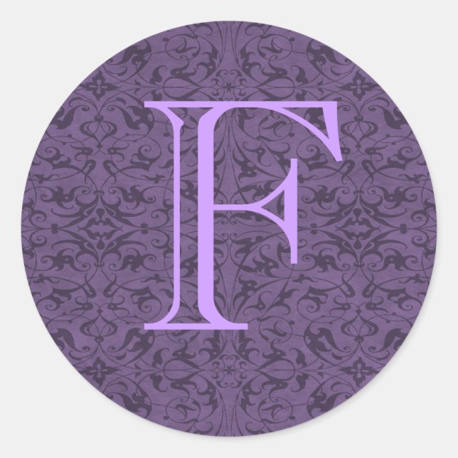 Anpassbare Monogramm F Runder Aufkleber (Vorderseite)