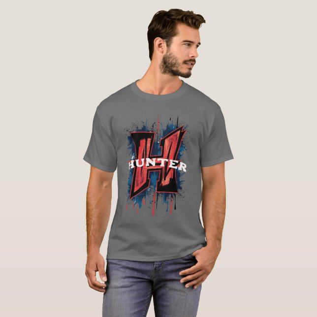 Anpassbare Monogramm "H": Graffiti Spray Paint T-Shirt (Vorne ganz)