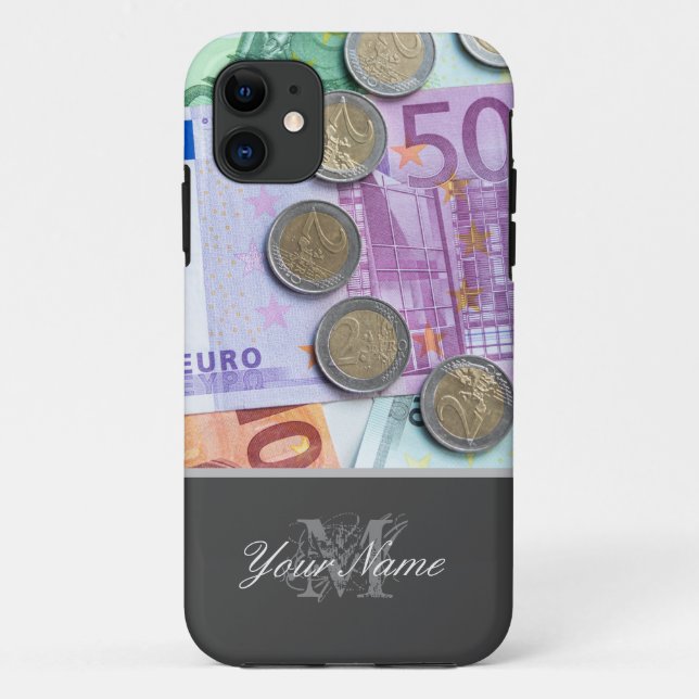 Anpassbare Monogramm mit Münzen und Banknoten! Case-Mate iPhone Hülle (Rückseite)