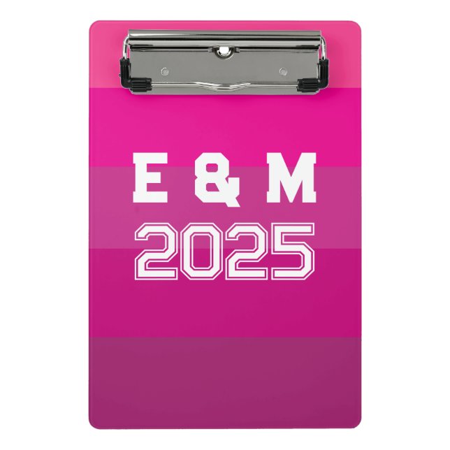 "Anpassbare Monogramm und Jahre Mini Klemmbrett (Vorderseite)