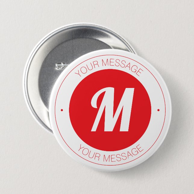 Anpassbare Monogramm- und kreisförmige Textvorlage Button (Vorne & Hinten)