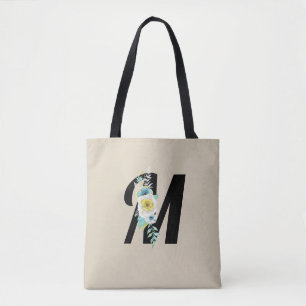 Anpassbare Monogramm-Weiß- und Aqua-Floral-Spray Tasche