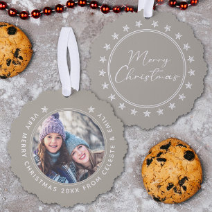 Anpassbare Mutter Tochter Taupe Frohe Weihnachten Ornament Karte
