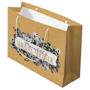 Anpassbare Name Gold Rose Chic Monogram Luxus Große Geschenktüte