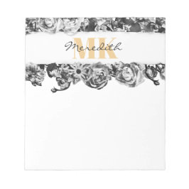 Anpassbare Name Gold Rose Chic Monogram Luxus Notizblock