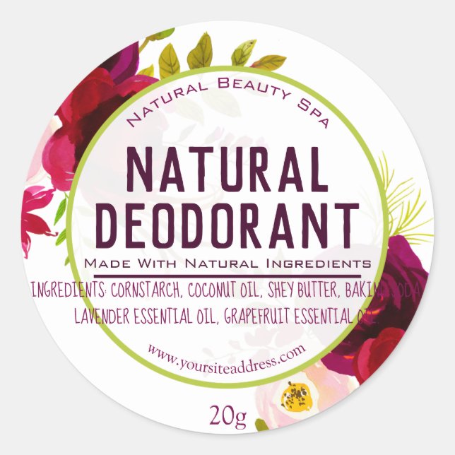 Anpassbare natürliche Deodorierkennzeichen Runder Aufkleber (Vorderseite)