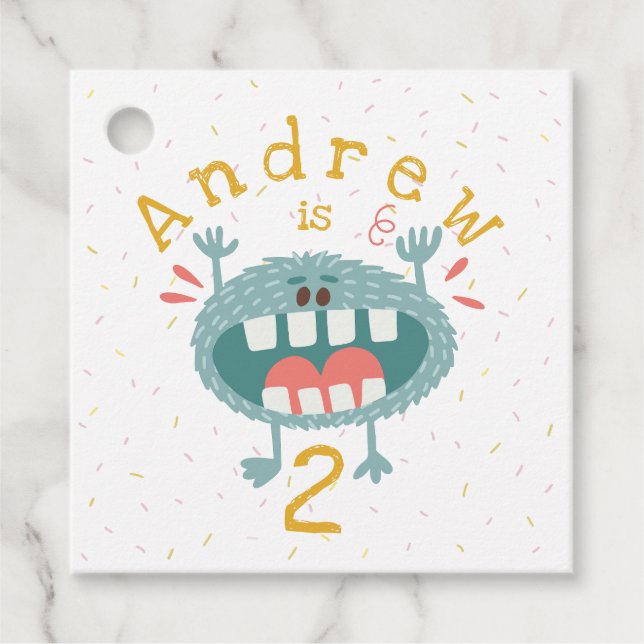 Anpassbare Niedliche Aquamarine Monster Geschenkanhänger (Vorderseite)