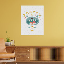 Anpassbare Niedliche Aquamarine Monster Poster