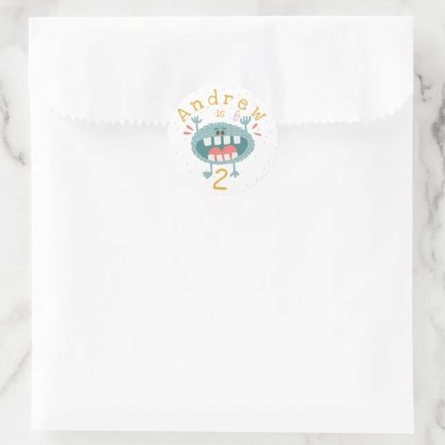 Anpassbare Niedliche Aquamarine Monster Runder Aufkleber (Tasche)