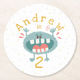 Anpassbare Niedliche Aquamarine Monster Runder Pappuntersetzer
