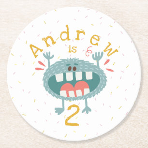 Anpassbare Niedliche Aquamarine Monster Runder Pappuntersetzer