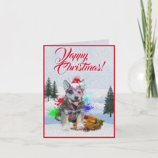 Anpassbare Niedliche Blue Heeler Hund Yappy Xmas C Karte (Vorderseite)