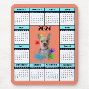 Anpassbare Niedliche Chihuahua-Dog-Kalender Mousepad