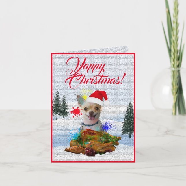 Anpassbare Niedliche Chihuahua Dog Yappy Xmas Card Karte (Vorderseite)