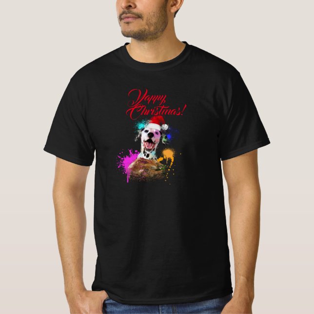 Anpassbare Niedliche Dalmatiner Dog Yappy Weihnach T-Shirt (Vorderseite)