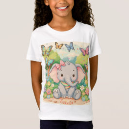 Anpassbare Niedliche Elefanten und Schmetterlinge T-Shirt