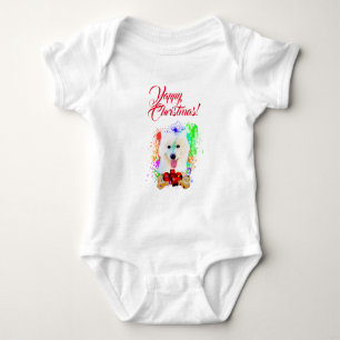 Anpassbare Niedliche Samoyed Dog Yappy Weihnachten Baby Strampler