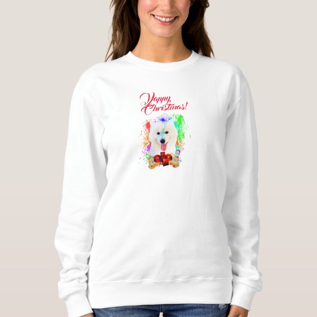 Anpassbare Niedliche Samoyed Dog Yappy Weihnachten Sweatshirt (Vorderseite)